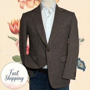 Vintage HAGGAR Mens Blazer Sport Coat Two Button Jacket 40S TWEED WOOL Blend